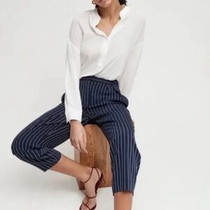 Aritzia Babaton Blue White Pants Striped Modesto Cropped 0 Work Dress Pants. JJ